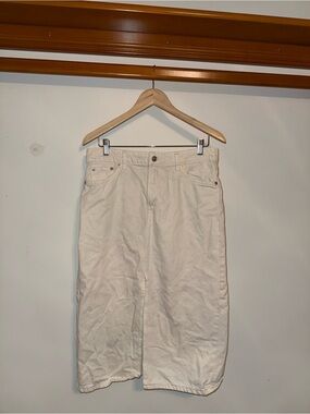Mango Cream Denim Midi Skirt